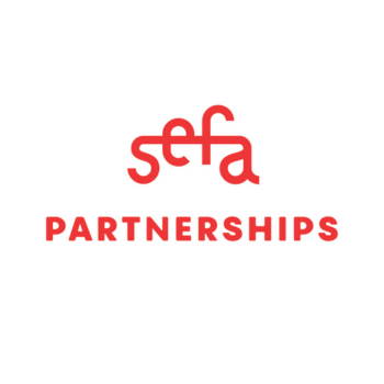 SEFA Partnerships logo in red, featuring a stylised “sefa” above the word “PARTNERSHIPS” in bold capital letters on a white background.